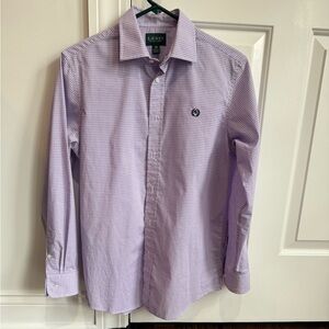 Lauren Ralph Lauren Boys Purple Gingham Button-Down Shirt size 18